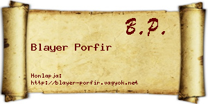 Blayer Porfir névjegykártya